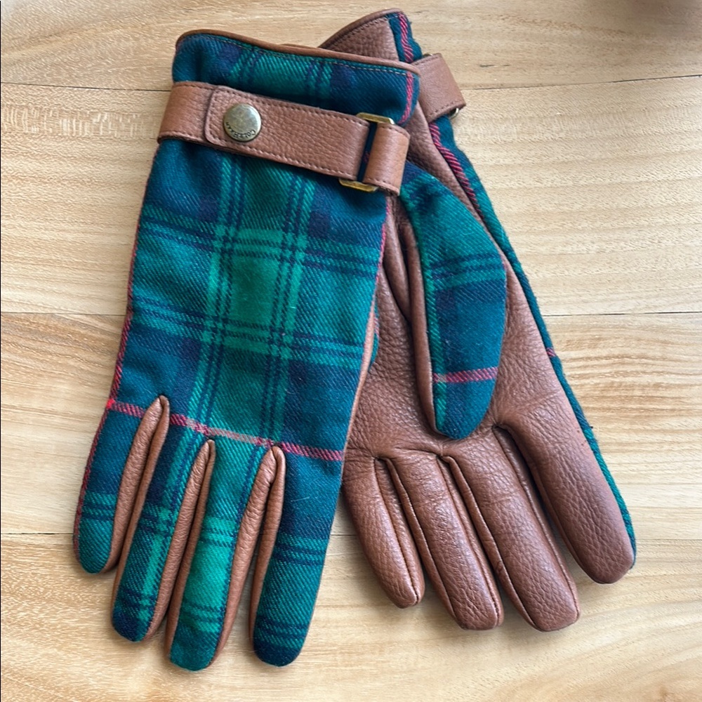 Plaid Leather Gloves for Men - Brand New